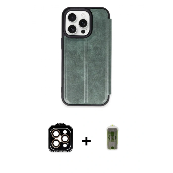 MARSİLYAN™- iPhone 15 Pro Max Kılıf Zirve Yansıma Serisi - Siyah Joko Magic 5D Hayalet Cam + Turuncu PVD Metal Kamera Lens