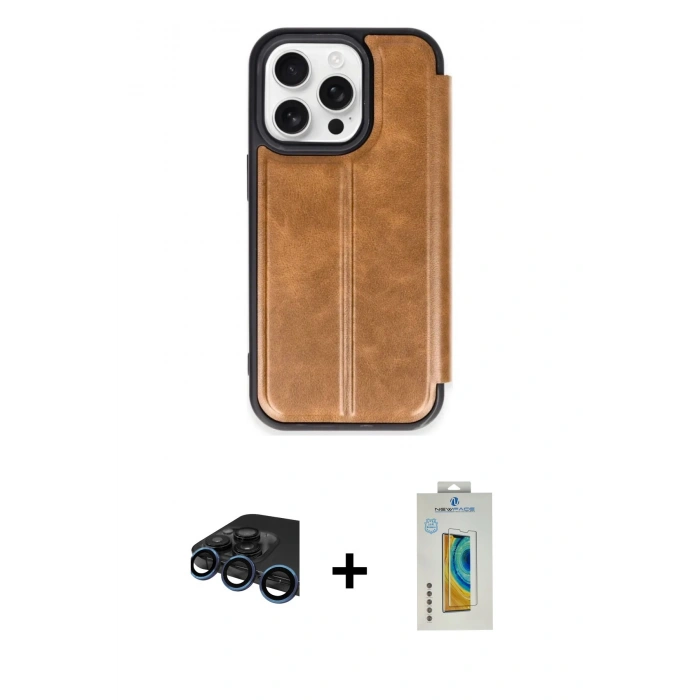 MARSİLYAN™- iPhone 15 Pro Max Kılıf Zirve Yansıma Serisi - Siyah Polymer Nano Ekran Koruyucu + Raze Metal Kamera Lens - LT