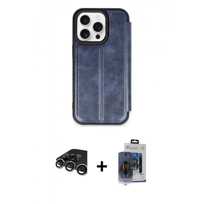 MARSİLYAN™- iPhone 15 Pro Max Kılıf Zirve Yansıma Serisi - Siyah Vanessa Magic Cam + Raze Metal Kamera Lens - GS