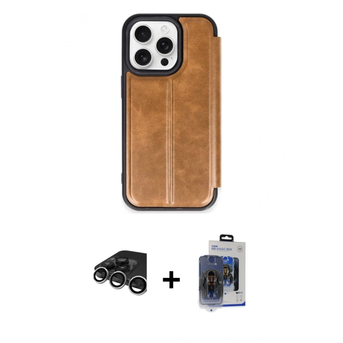 MARSİLYAN™- iPhone 15 Pro Max Kılıf Zirve Yansıma Serisi - Siyah Vanessa Magic Cam + Raze Metal Kamera Lens - GS