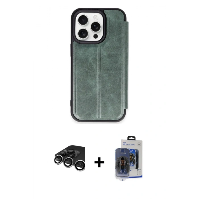 MARSİLYAN™- iPhone 15 Pro Max Kılıf Zirve Yansıma Serisi - Siyah Vanessa Magic Cam + Raze Metal Kamera Lens - GS