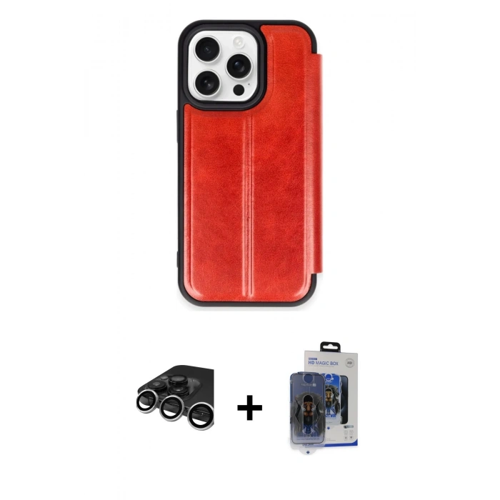 MARSİLYAN™- iPhone 15 Pro Max Kılıf Zirve Yansıma Serisi - Siyah Vanessa Magic Cam + Raze Metal Kamera Lens - GS