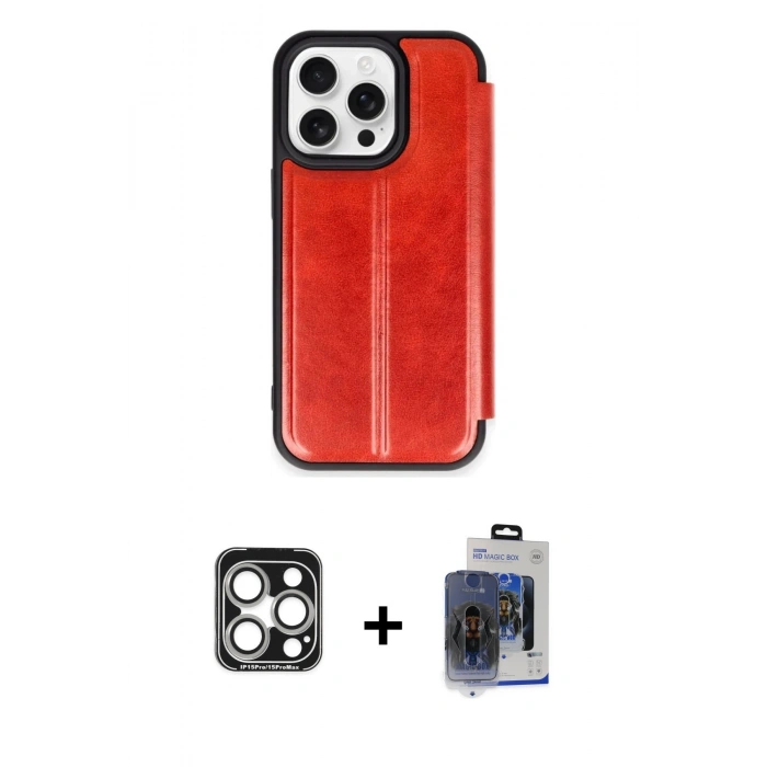 MARSİLYAN™- iPhone 15 Pro Max Kılıf Zirve Yansıma Serisi - Siyah Vanessa Magic Cam + PVD Metal Kamera Lens - GS