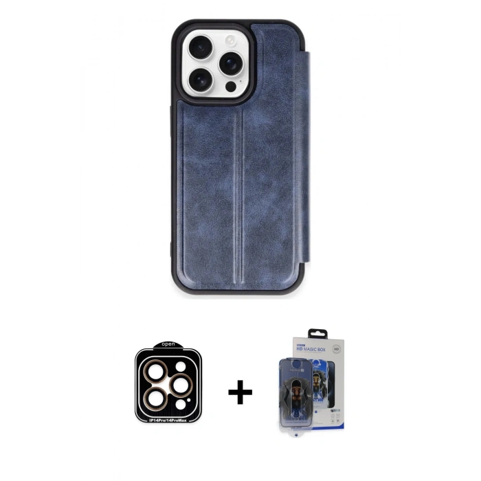 MARSİLYAN™- iPhone 15 Pro Max Kılıf Zirve Yansıma Serisi - Siyah Vanessa Magic Cam + PVD Metal Kamera Lens - TU