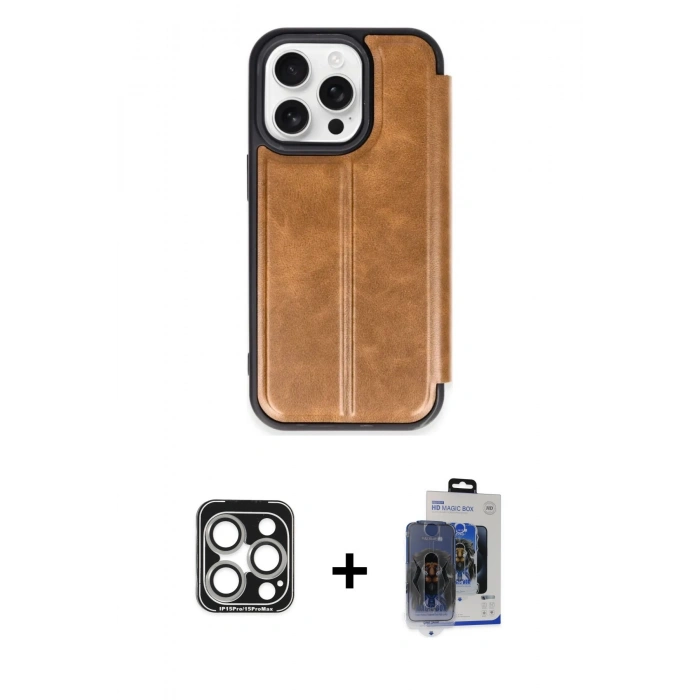 MARSİLYAN™- iPhone 15 Pro Max Kılıf Zirve Yansıma Serisi - Siyah Vanessa Magic Cam + PVD Metal Kamera Lens - GS