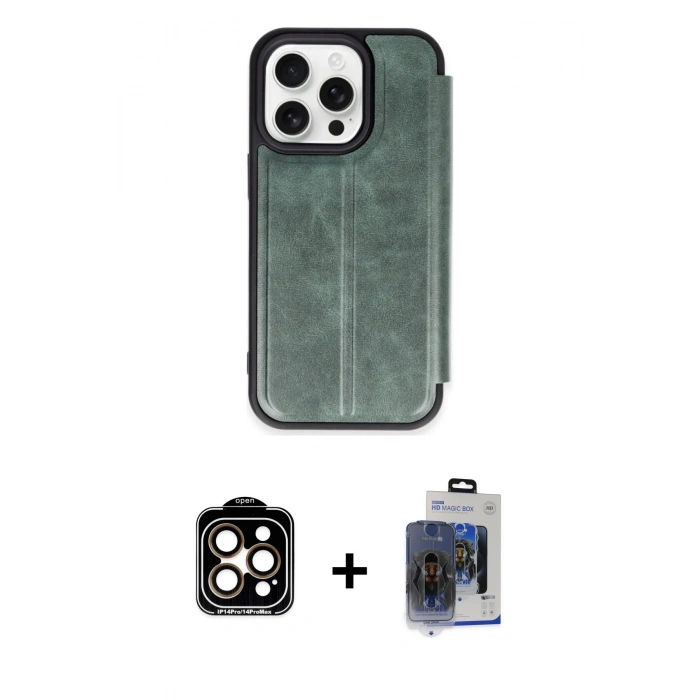 MARSİLYAN™- iPhone 15 Pro Max Kılıf Zirve Yansıma Serisi - Siyah Vanessa Magic Cam + PVD Metal Kamera Lens - TU
