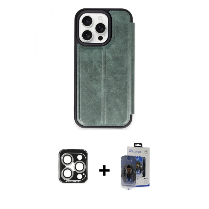 MARSİLYAN™- iPhone 15 Pro Max Kılıf Zirve Yansıma Serisi - Siyah Vanessa Magic Cam + PVD Metal Kamera Lens - GS