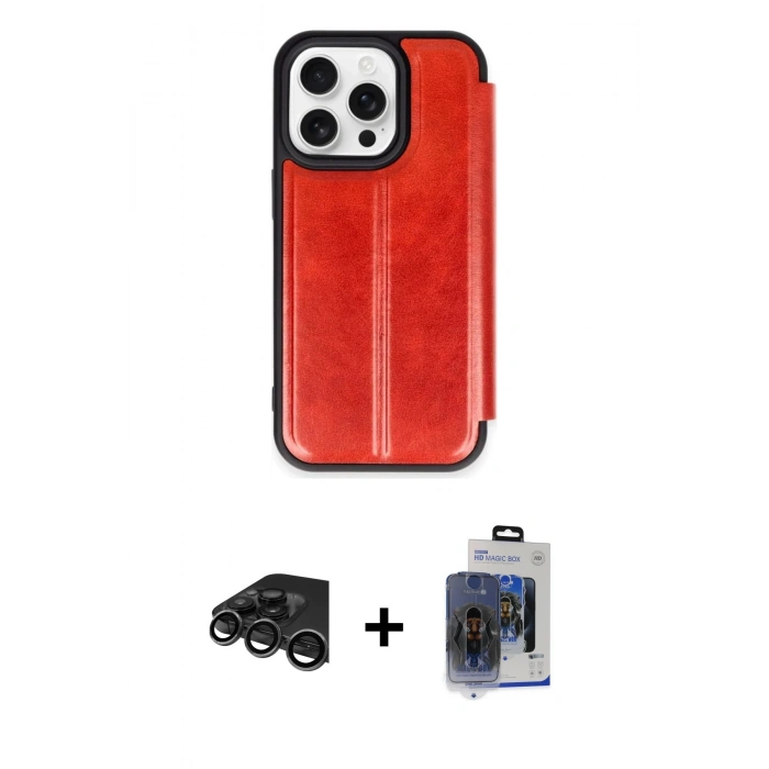 MARSİLYAN™- iPhone 15 Pro Max Kılıf Zirve Yansıma Serisi - Siyah Vanessa Magic Cam + Raze Metal Kamera Lens - TMGI