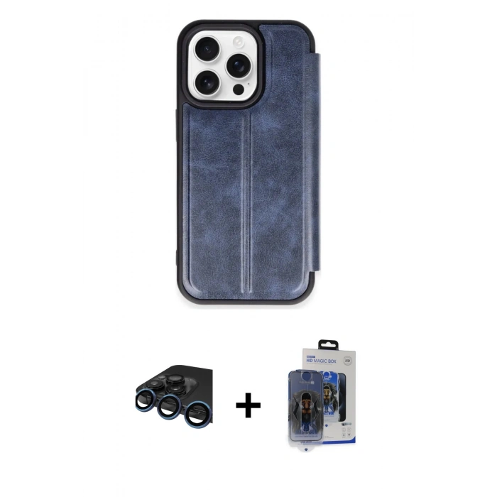 MARSİLYAN™- iPhone 15 Pro Max Kılıf Zirve Yansıma Serisi - Siyah Vanessa Magic Cam + Raze Metal Kamera Lens - LT