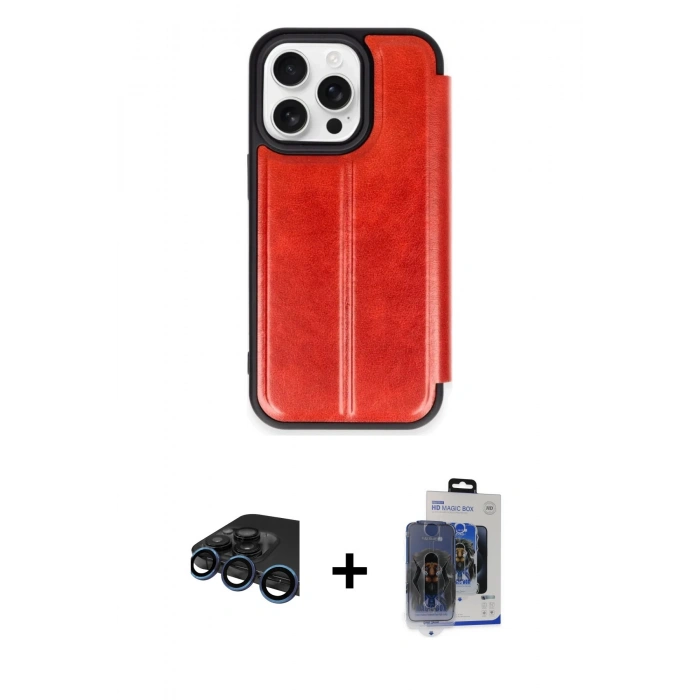 MARSİLYAN™- iPhone 15 Pro Max Kılıf Zirve Yansıma Serisi - Siyah Vanessa Magic Cam + Raze Metal Kamera Lens - LT