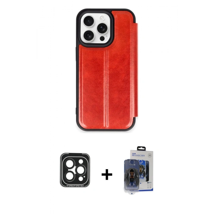 MARSİLYAN™- iPhone 15 Pro Max Kılıf Zirve Yansıma Serisi - Siyah Vanessa Magic Cam + PVD Metal Kamera Lens - SH