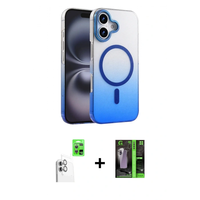 MARSİLYAN™- iPhone 16 Kılıf Ahenk Doku Özel Seri - Şeffaf 360 Full Body Arka Koruyucu + Raze Metal Kamera Lens - BZ