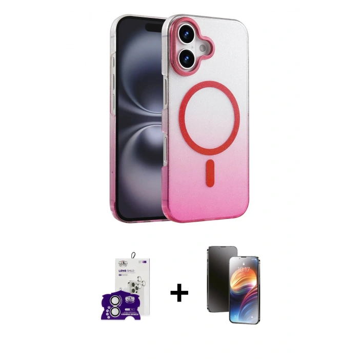 MARSİLYAN™- iPhone 16 Kılıf Ahenk Doku Özel Seri - Siyah 3D Antistatik Mat Seramik Nano Ekran Koruyucu + Bilvis Titan Kamera Lens - GS