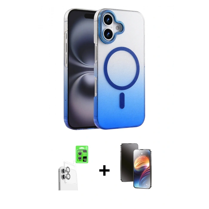 MARSİLYAN™- iPhone 16 Kılıf Ahenk Doku Özel Seri - Siyah 3D Antistatik Mat Seramik Nano Ekran Koruyucu + Raze Metal Kamera Lens - BZ
