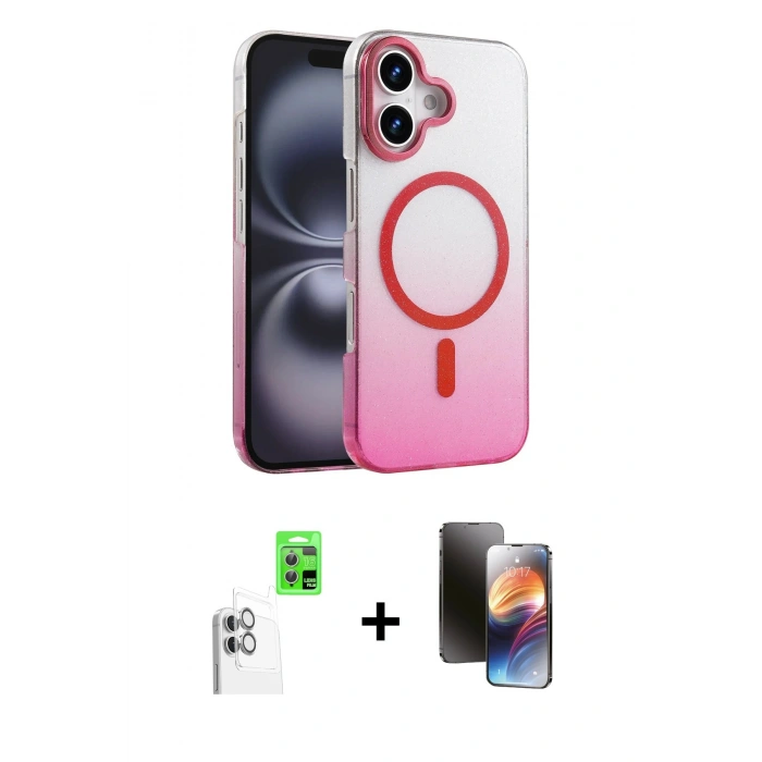 MARSİLYAN™- iPhone 16 Kılıf Ahenk Doku Özel Seri - Siyah 3D Antistatik Mat Seramik Nano Ekran Koruyucu + Raze Metal Kamera Lens - BZ