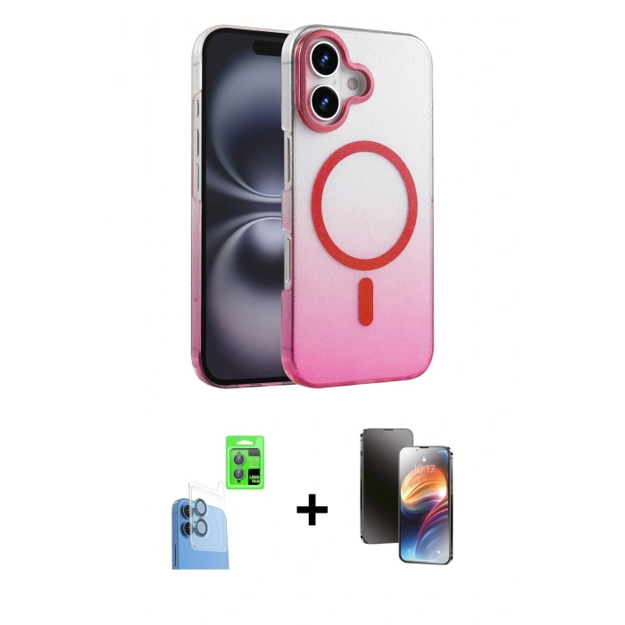 MARSİLYAN™- iPhone 16 Kılıf Ahenk Doku Özel Seri - Siyah 3D Antistatik Mat Seramik Nano Ekran Koruyucu + Raze Metal Kamera Lens - LT