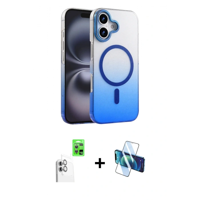 MARSİLYAN™- iPhone 16 Kılıf Ahenk Doku Özel Seri - Siyah 3D Antistatik Seramik Nano Ekran Koruyucu + Raze Metal Kamera Lens - BZ