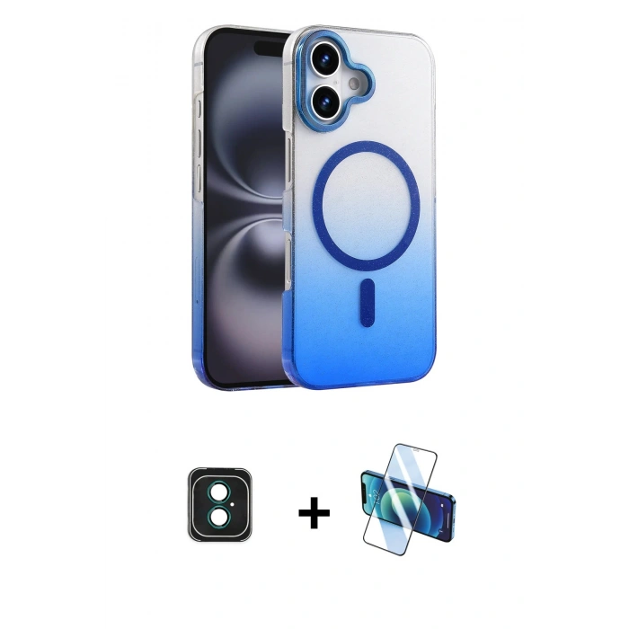 MARSİLYAN™- iPhone 16 Kılıf Ahenk Doku Özel Seri - Siyah 3D Antistatik Seramik Nano Ekran Koruyucu + PVD Metal Kamera Lens - YL