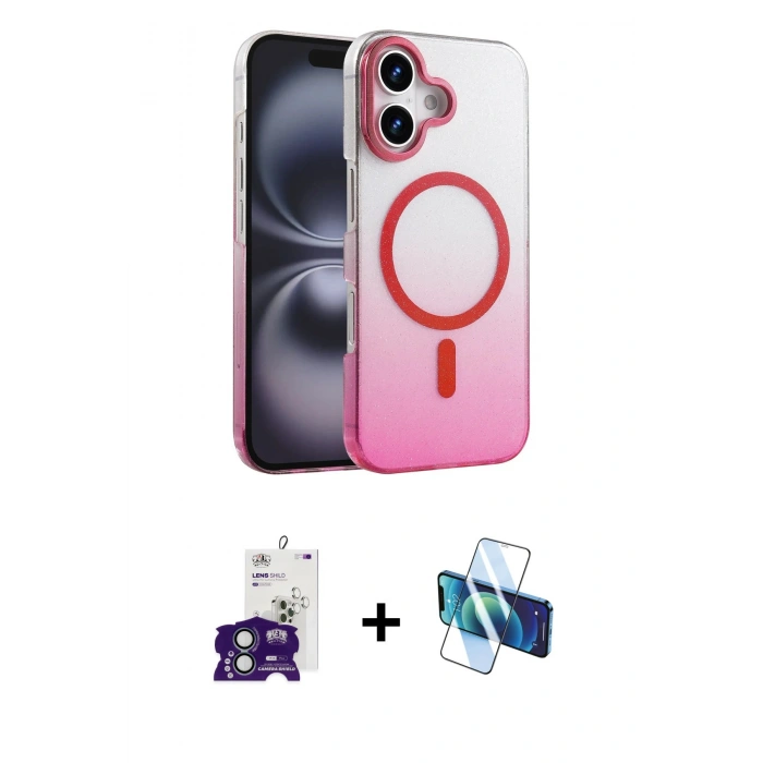 MARSİLYAN™- iPhone 16 Kılıf Ahenk Doku Özel Seri - Siyah 3D Antistatik Seramik Nano Ekran Koruyucu + Bilvis Titan Kamera Lens - YL
