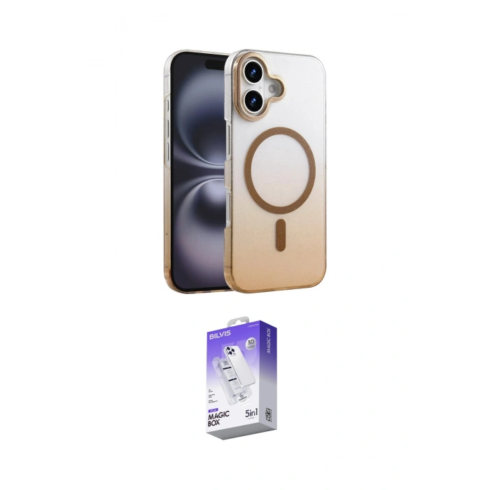 MARSİLYAN™- iPhone 16 Kılıf Ahenk Doku Özel Seri - Siyah Bilvis 5in1 3D Magic Cam Ekran Koruyucu