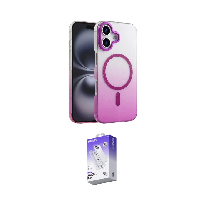 MARSİLYAN™- iPhone 16 Kılıf Ahenk Doku Özel Seri - Siyah Bilvis 5in1 3D Magic Cam Ekran Koruyucu