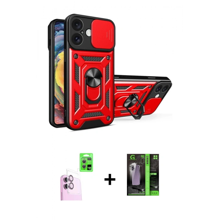 MARSİLYAN™- iPhone 16 Kılıf Ahenk Klasik - Şeffaf 360 Full Body Arka Koruyucu + Raze Metal Kamera Lens - PE