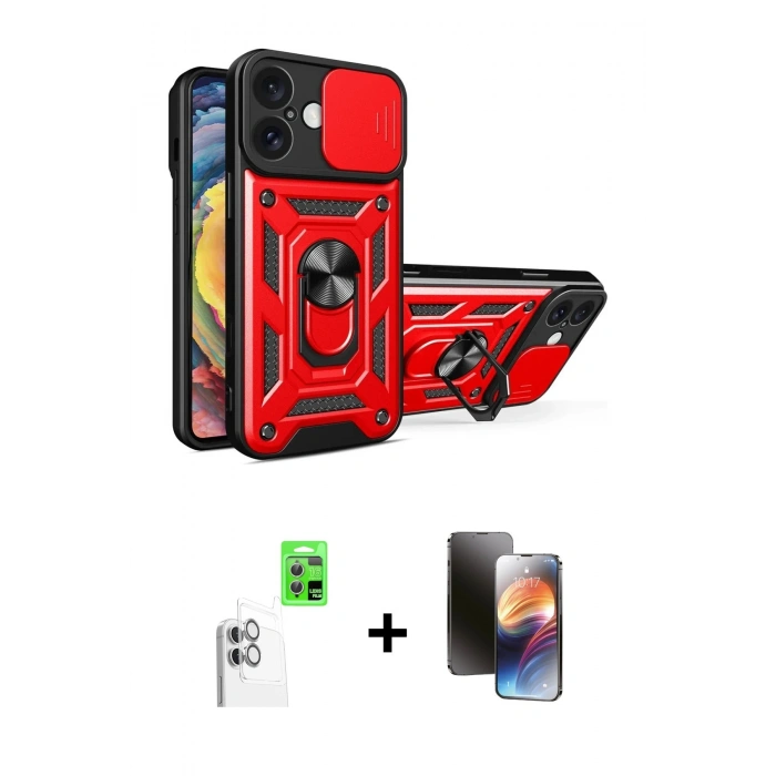 MARSİLYAN™- iPhone 16 Kılıf Ahenk Klasik - Siyah 3D Antistatik Mat Seramik Nano Ekran Koruyucu + Raze Metal Kamera Lens - BZ