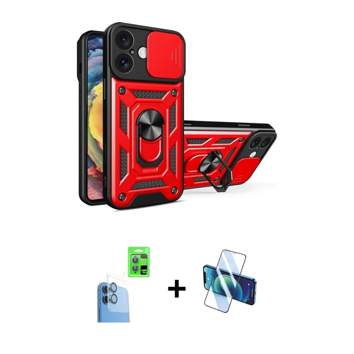 MARSİLYAN™- iPhone 16 Kılıf Ahenk Klasik - Siyah 3D Antistatik Seramik Nano Ekran Koruyucu + Raze Metal Kamera Lens - LT