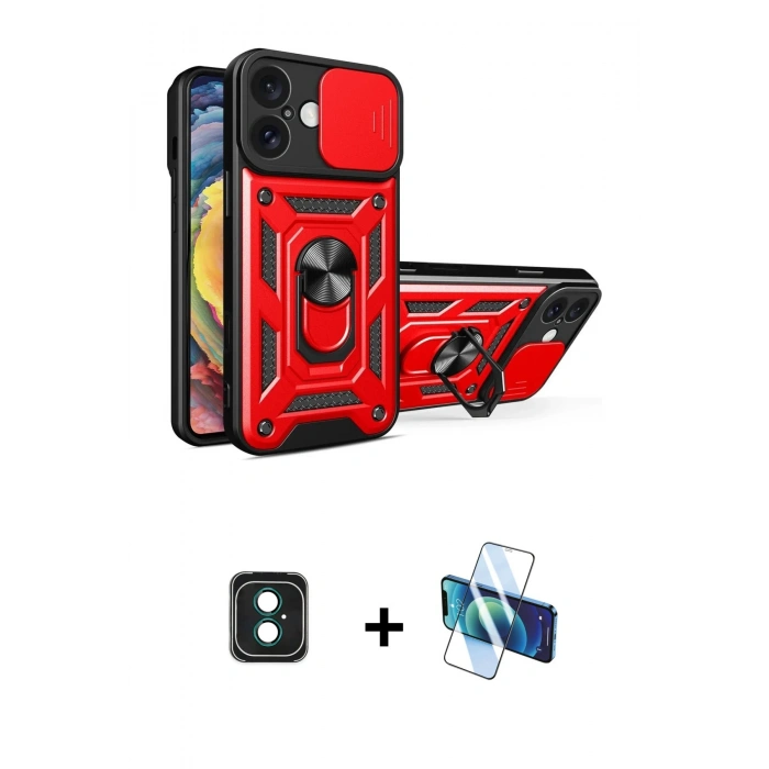 MARSİLYAN™- iPhone 16 Kılıf Ahenk Klasik - Siyah 3D Antistatik Seramik Nano Ekran Koruyucu + PVD Metal Kamera Lens - YL