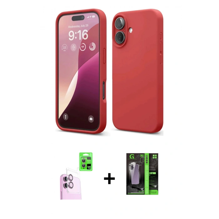 MARSİLYAN™- iPhone 16 Kılıf Ahenk Serisi - Şeffaf 360 Full Body Arka Koruyucu + Raze Metal Kamera Lens - PE