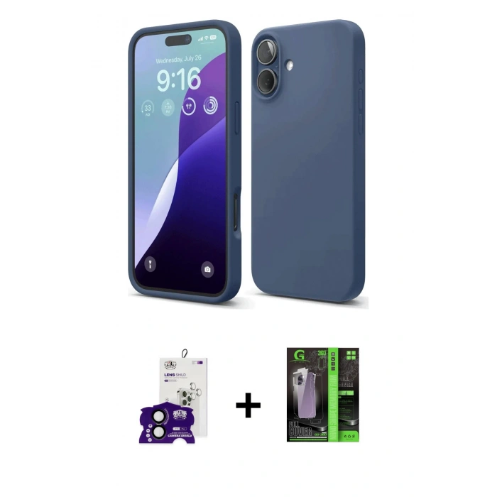 MARSİLYAN™- iPhone 16 Kılıf Ahenk Serisi - Şeffaf 360 Full Body Arka Koruyucu + Bilvis Titan Kamera Lens - SH