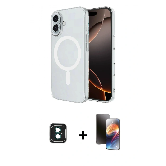 MARSİLYAN™- iPhone 16 Kılıf Ahenk Yansıma Prime - Siyah 3D Antistatik Mat Seramik Nano Ekran Koruyucu + PVD Metal Kamera Lens - YL