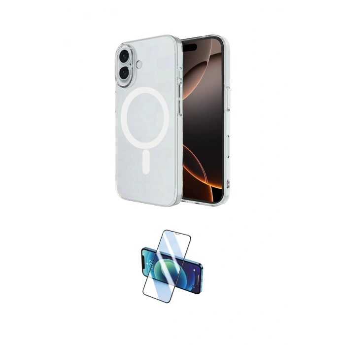 MARSİLYAN™- iPhone 16 Kılıf Ahenk Yansıma Prime - Siyah 3D Antistatik Seramik Nano Ekran Koruyucu