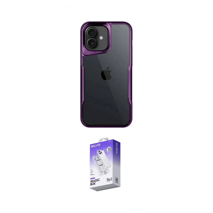 MARSİLYAN™- iPhone 16 Kılıf Akış Çizgi Koleksiyonu - Siyah Bilvis 5in1 3D Magic Cam Ekran Koruyucu