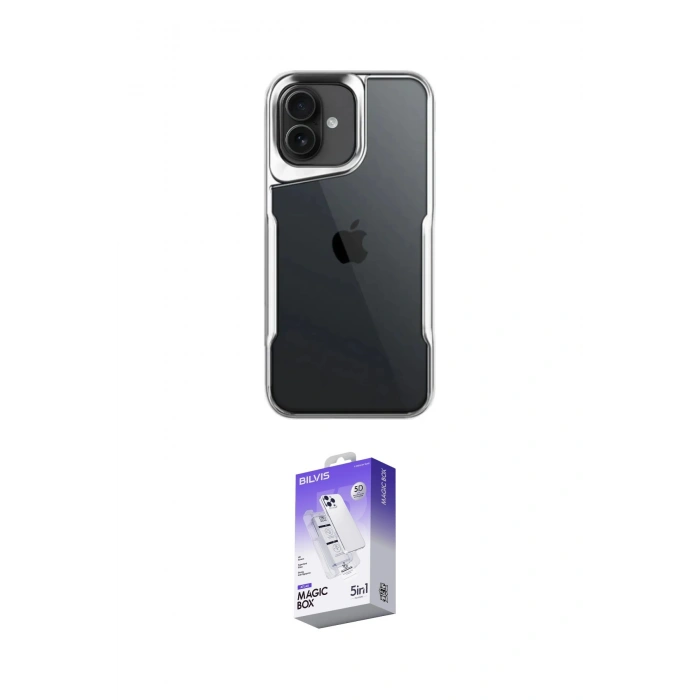 MARSİLYAN™- iPhone 16 Kılıf Akış Çizgi Koleksiyonu - Siyah Bilvis 5in1 3D Magic Cam Ekran Koruyucu