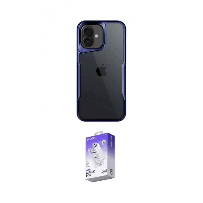 MARSİLYAN™- iPhone 16 Kılıf Akış Çizgi Koleksiyonu - Siyah Bilvis 5in1 3D Magic Cam Ekran Koruyucu