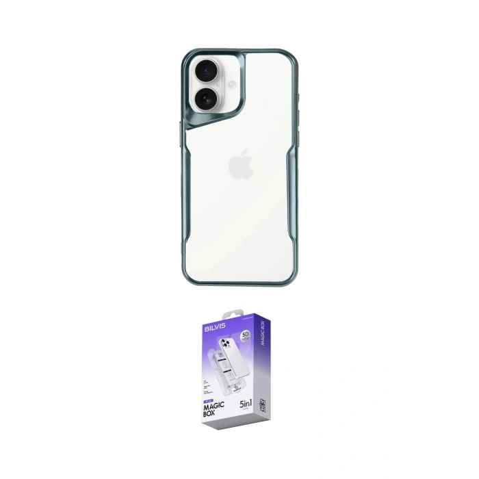 MARSİLYAN™- iPhone 16 Kılıf Akış Çizgi Koleksiyonu - Siyah Bilvis 5in1 3D Magic Cam Ekran Koruyucu