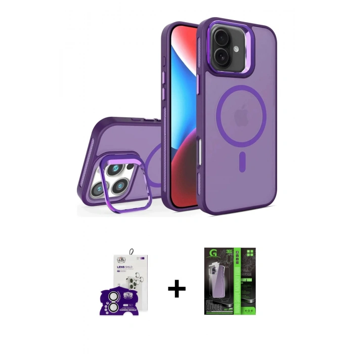 MARSİLYAN™- iPhone 16 Kılıf Akış Form - Şeffaf 360 Full Body Arka Koruyucu + Bilvis Titan Kamera Lens - GS