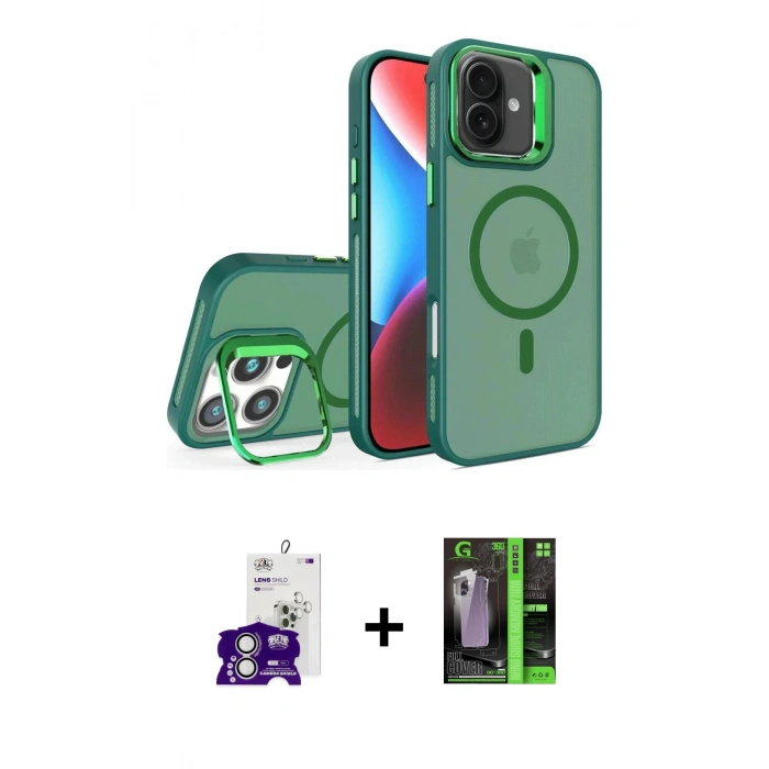 MARSİLYAN™- iPhone 16 Kılıf Akış Form - Şeffaf 360 Full Body Arka Koruyucu + Bilvis Titan Kamera Lens - GS