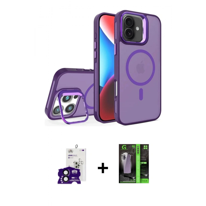 MARSİLYAN™- iPhone 16 Kılıf Akış Form - Şeffaf 360 Full Body Arka Koruyucu + Bilvis Titan Kamera Lens - SH