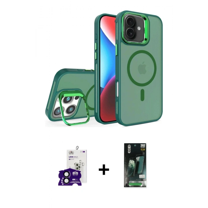 MARSİLYAN™- iPhone 16 Kılıf Akış Form - Siyah 360 Mat Full Body Arka Koruyucu + Bilvis Titan Kamera Lens - SH