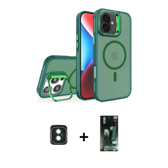 MARSİLYAN™- iPhone 16 Kılıf Akış Form - Siyah 360 Mat Full Body Arka Koruyucu + PVD Metal Kamera Lens - YL