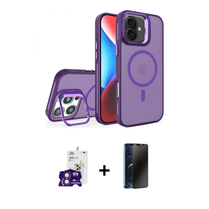 MARSİLYAN™- iPhone 16 Kılıf Akış Form - Siyah 3D Antistatik Hayalet Cam Ekran Koruyucu + Bilvis Titan Kamera Lens - PE