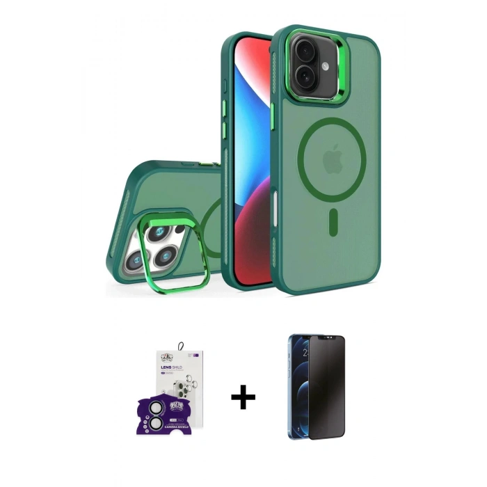 MARSİLYAN™- iPhone 16 Kılıf Akış Form - Siyah 3D Antistatik Hayalet Cam Ekran Koruyucu + Bilvis Titan Kamera Lens - YL