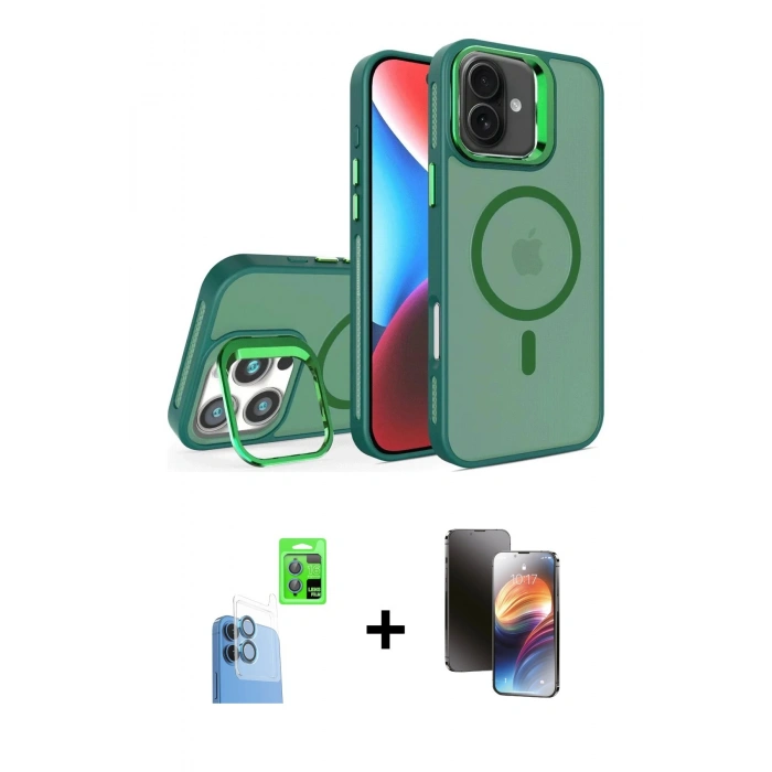 MARSİLYAN™- iPhone 16 Kılıf Akış Form - Siyah 3D Antistatik Mat Seramik Nano Ekran Koruyucu + Raze Metal Kamera Lens - LT