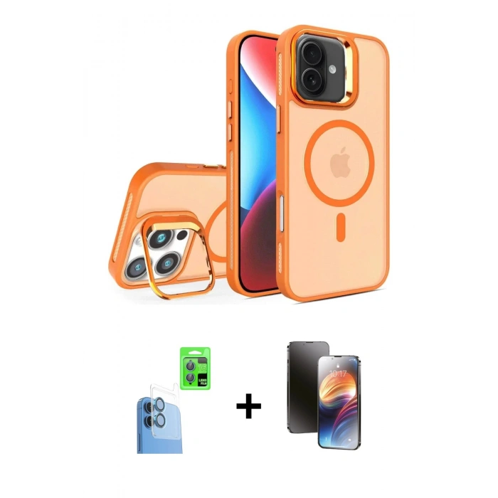 MARSİLYAN™- iPhone 16 Kılıf Akış Form - Siyah 3D Antistatik Mat Seramik Nano Ekran Koruyucu + Raze Metal Kamera Lens - LT