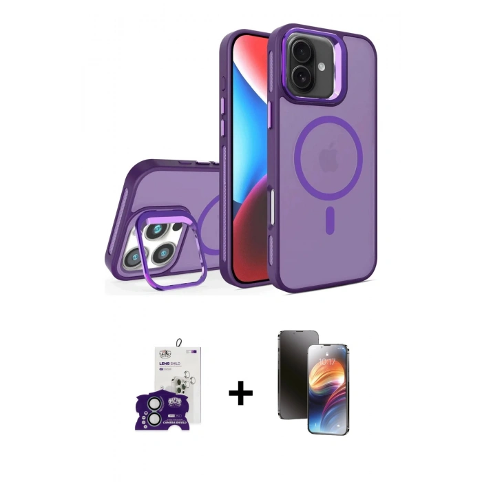 MARSİLYAN™- iPhone 16 Kılıf Akış Form - Siyah 3D Antistatik Mat Seramik Nano Ekran Koruyucu + Yeşil Bilvis Titan Kamera Lens