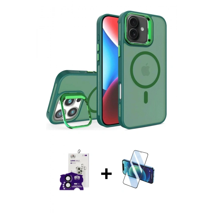 MARSİLYAN™- iPhone 16 Kılıf Akış Form - Siyah 3D Antistatik Seramik Nano Ekran Koruyucu + Bilvis Titan Kamera Lens - SH