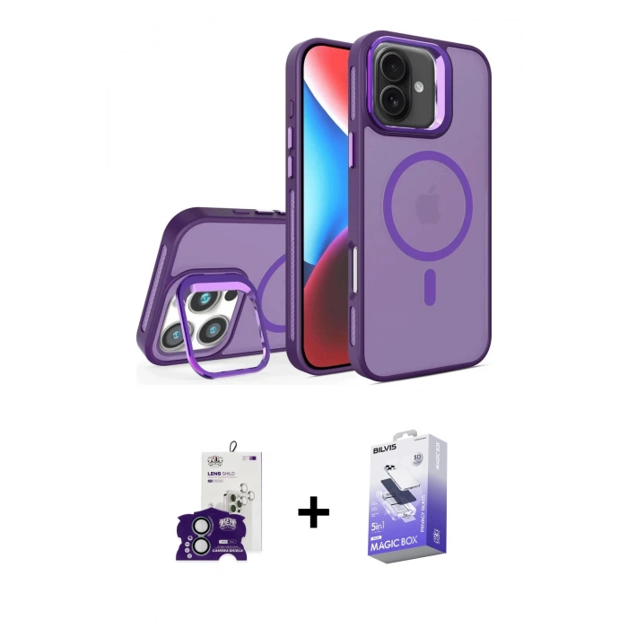 MARSİLYAN™- iPhone 16 Kılıf Akış Form - Siyah Bilvis 5in1 5D Magic Hayalet Cam Ekran Koruyucu + Bilvis Titan Kamera Lens - YL