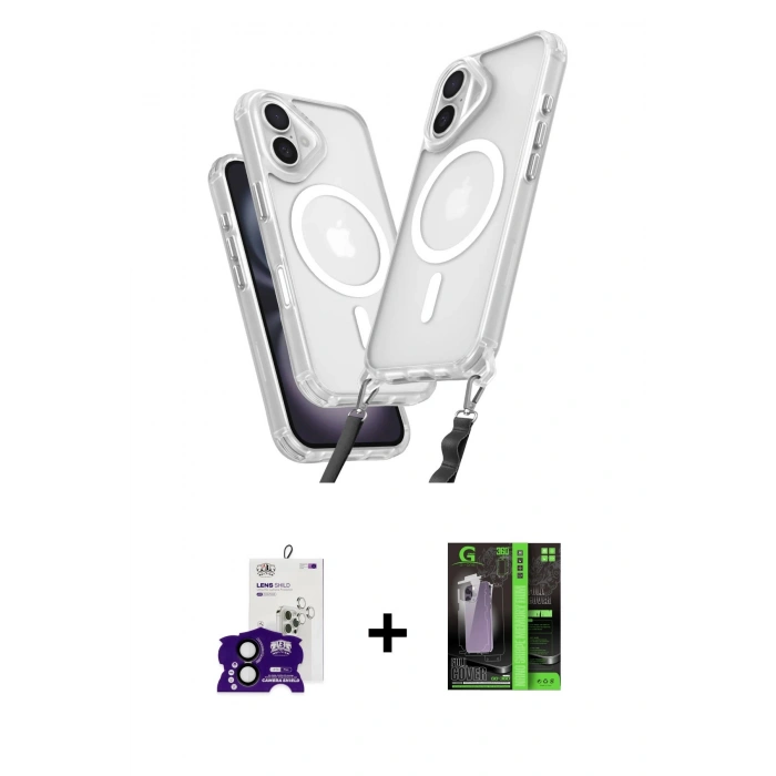 MARSİLYAN™- iPhone 16 Kılıf Atlas Doku Koleksiyonu - Şeffaf 360 Full Body Arka Koruyucu + Bilvis Titan Kamera Lens - SH